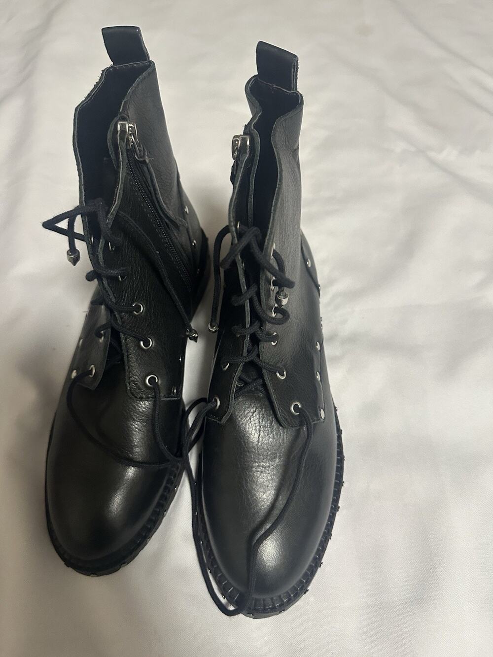 rebecca minkoff gerry studded leather lace up moto Women’s Boots Black size 8